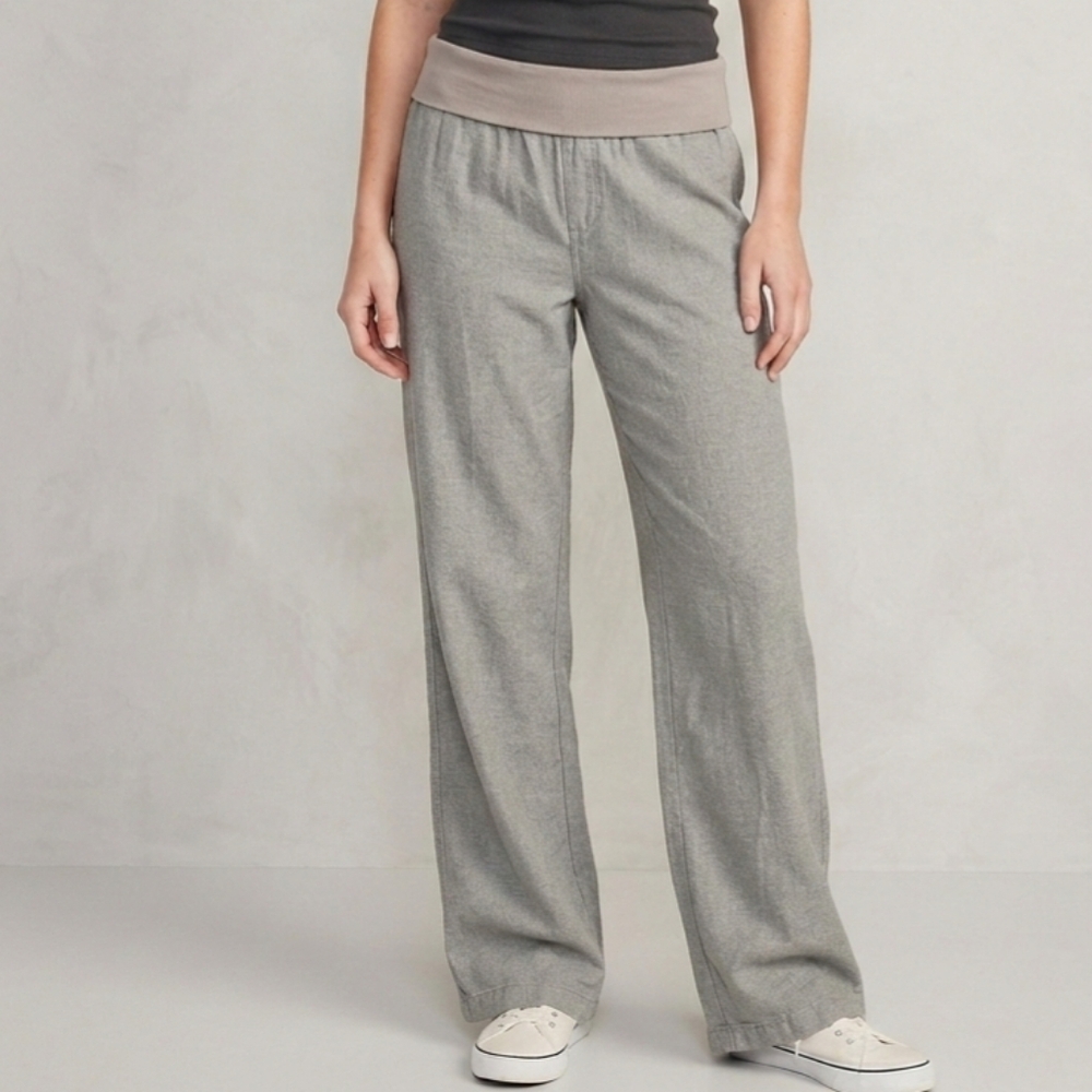 Old Navy Boho Y2K Resort Low Rise Linen Wide Leg Fold Over Pants Women's Medium